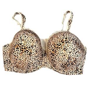 Ashley Stewart Butterfly Leopard Print and Lace Pushup Bra Size 44DDD
